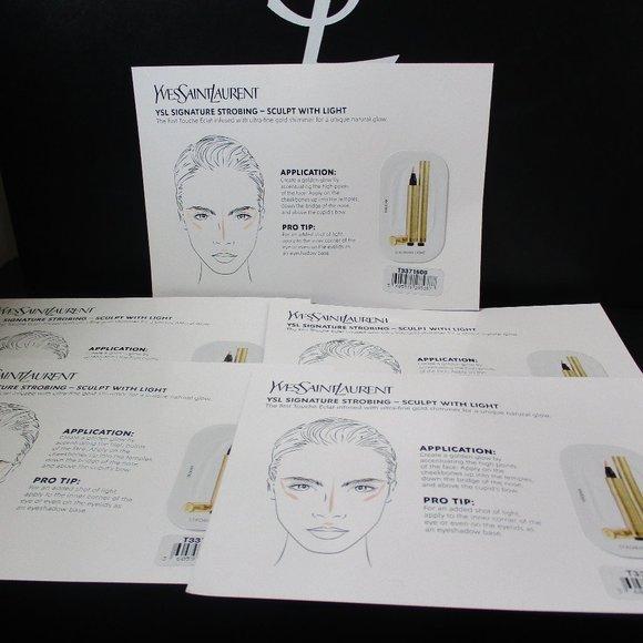 YSL YVES SAINT LAURENT TOUCHE ECLAT STROBING LIGHT SCULPT W LIGHT SAMPLE CARD x5 - Picture 1 of 3